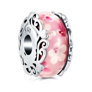 Pandora stílusú ezüst charm - Virágmintás 94966806 Nőknek