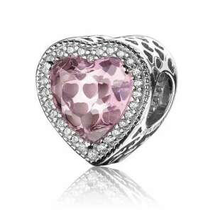 Pandora stílusú  ezüst charm - Rózsaszín szívem 94966839 Nőknek