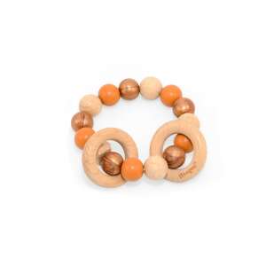 Magni szilikon és fa rágóka, arany és narancssárga - Magni