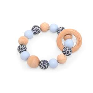 Magni szilikon és fa rágóka, kék és leopárd mintás - Magni