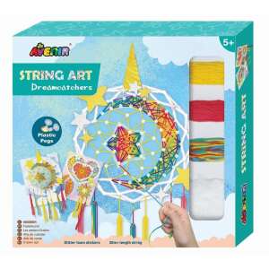Avenir String Art Dreamcatchers craft kit, includes 2 dreamcatcher templates, plastic pegs, colorful strings, and glitter foam stickers - Creative Toy