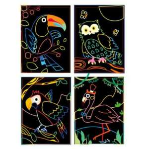 Avenir Scratch Art Magic Birds, 4 pack, scratch and reveal colorful designs, for kids ages 3+ - Arts & crafts kit