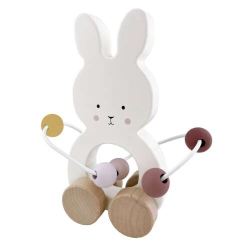 Jabadabado Wooden Pull Along Bunny with Abacus, White