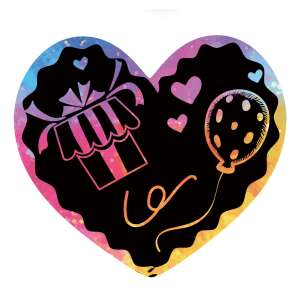 Avenir Scratch Note heart-shaped scratch paper, rainbow colors, gift and balloon design - Arts & crafts kit