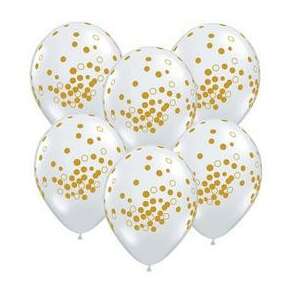 Qualatex Ünnepi Lufi - Átlátszó Arany Konfetti - 28cm