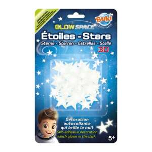 BUKI Glow Space 3D self-adhesive stars that glow in the dark, pack of 20 - Phosphorescent wall decoration