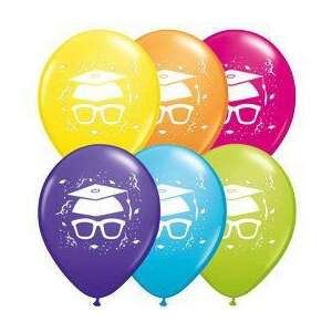 6 db 11 inches-es diploma lufik szemüveggel és sapkával - Qualatex