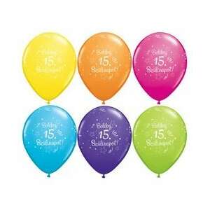 Qualatex 15. Szülinapi Lufik - 6 db - 11 inch