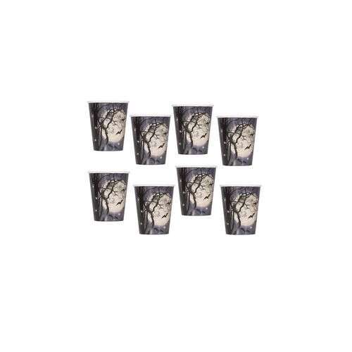 8 db-os Halloween parti pohár készlet, kísérteties erdő és hold mintával