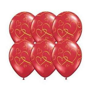 Qualatex Aranyszíves Lufi - 28 cm - Piros