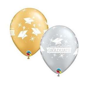 Qualatex Ballagási Lufi - Ezüst/Arany - 11 inch