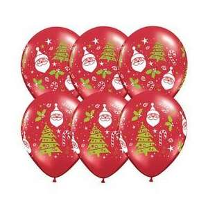 Qualatex Karácsonyi Lufi - Mikulás, Karácsonyfa - 11 inch