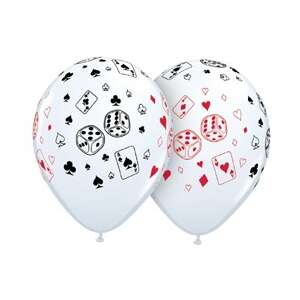 Qualatex Kaszinó Lufi - Kártya és Dobókocka - Latex - 11 inch