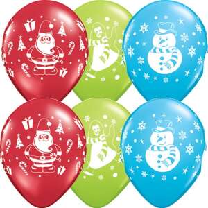 Karácsonyi Lufi - Hóember, Mikulás, Pingvin - 28 cm - 1 db