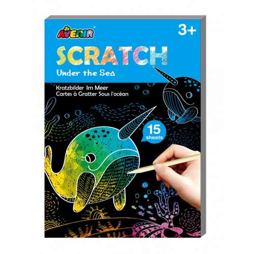 Avenir Scratch Under the Sea mini scratch art book, 15 sheets, for kids ages 3+