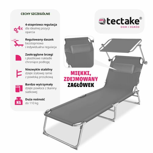 Tectake Napozóágy - 4 Fokozat - Állítható 135665459