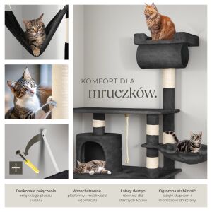 Drapak dla kota Stokeley z wieżą do zabawy - 141 cm 137311730 - Zwierzęta gospodarskie