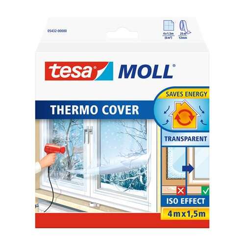 tesa MOLL Thermo Cover ablakszigetelő fólia, 4m x 1,5m, energiatakarékos, átlátszó, ISO hatás