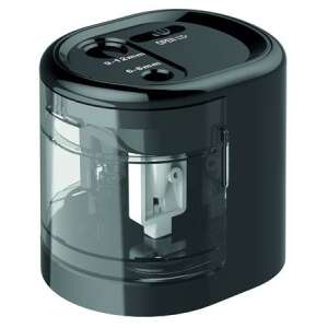 Fekete Rapesco PS12-USB elektromos ceruzahegyező két lyukkal különböző ceruzaméretekhez - Rapesco