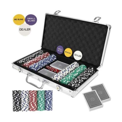 Texas Hold'em poker set with 300 chips in a sturdy case, Malatec brand