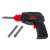 Black toy electric drill with red handle and two interchangeable bits