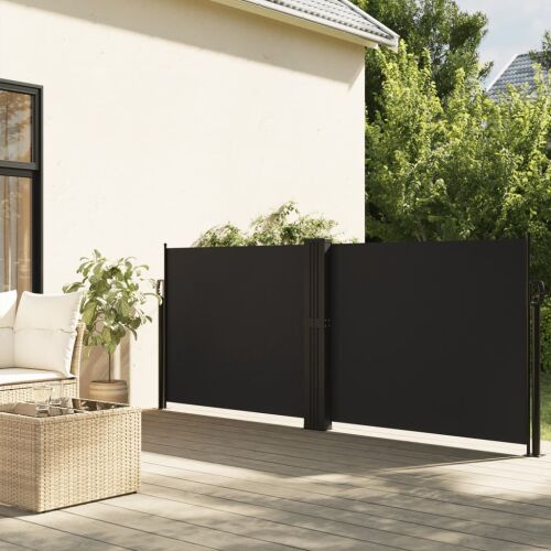 vidaXL Fekete behúzható oldalsó napellenző 120x600 cm teraszon - Belátásgátló