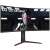 LG UltraGear 34GP63AP-B 34-inch curved gaming monitor, front view, showing screen with game