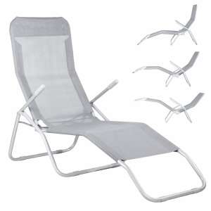 Springos Folding Garden Lounger - Grey