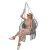 Woman relaxing in Springos grey macrame hanging chair