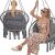 Springos grey macrame hanging chair: front and back view with model