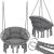 Collage of Springos grey macrame hanging chair with hanging rings