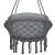 Springos grey macrame hanging chair with cushion and tassels
