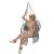 Woman relaxing in Springos grey macrame hanging chair