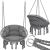 Collage of Springos grey macrame hanging chair with hanging rings