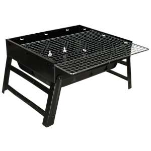 Curron TravelBBQ GM11000 folding portable camping grill, black, with chrome-plated steel grill grate - Garden