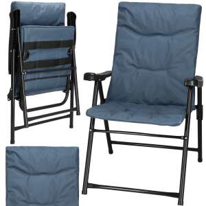 Springos blue folding garden chair with armrests, multiple views - Garden Chair