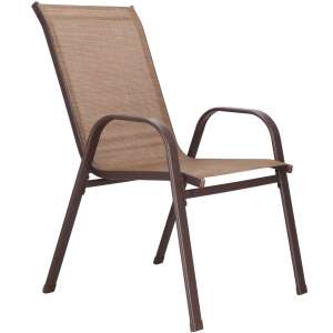 Springos brown metal garden chair, angled view - Home & Garden