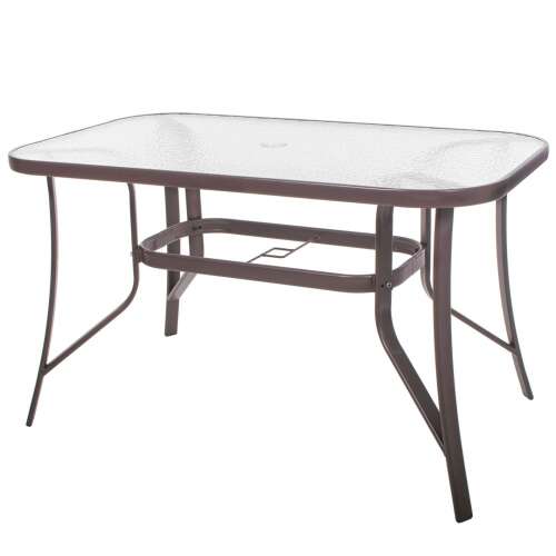Springos garden table with glass top, 120 x 70 x 70 cm