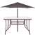 Springos garden table with glass top, 120 x 70 x 70 cm, with umbrella