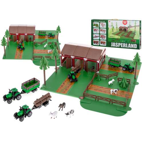 Játék farm készlet állatokkal, 2 darab traktorral