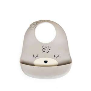 OSCAR szilikon előke medve mintával, szürke - Cangaroo