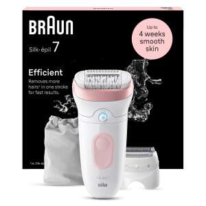 Braun Silk-épil 7 7-030 Epilátor, fehér és rózsaszín színben, széles fejjel, akár 4 hétig tartó sima bőrhöz - Epilátor