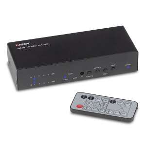 Lindy 4x2 HDMI 4K60 Matrix Switch with remote control, 4 input ports, 2 output ports - Switch