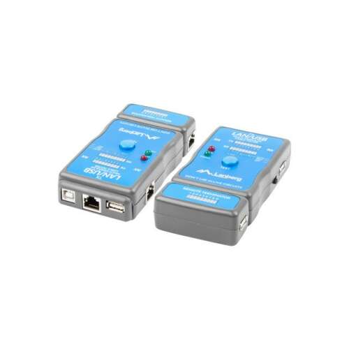 Lanberg NT-0403 LAN/USB kábeltesztelő, két egység, ferde nézet - Hálózati szerszám
