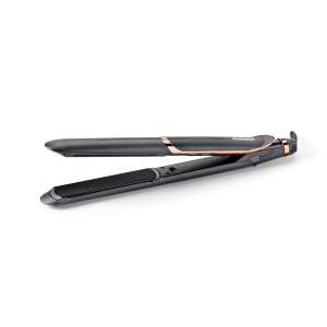BaByliss Smooth Pro 235 Îndreptător de păr cu nano-ceramică, negru și auriu roz, vedere înclinată - Placa de păr