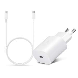 Încărcător de perete Samsung EP-TA800EWE USB-C și cablu USB-C EP-DA705BWE, alb, 25W - Adaptoare de rețea