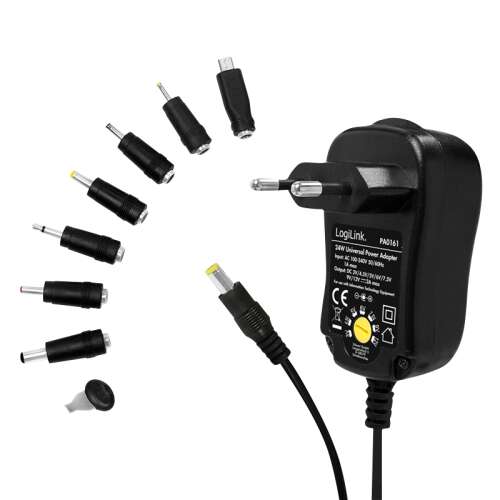 Logilink PA0161 24W Universal Power Adapter with 7 interchangeable tips for various electronic and small household devices