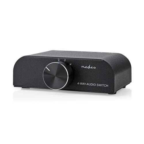 Nedis 4-way audio switch, black, front view