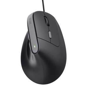 Trust Bayo II Wired Ergonomic Mouse - Black, angled view - Trust