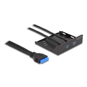 Delock 63994 2x USB 3.0 Előlapi portbővítő, fekete, ferde nézet - USB bővítő
